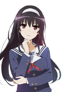 アニメ「冴えない彼女の育て方」の霞ヶ丘詩羽先輩の上半身の絵。